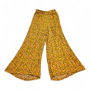 Urban Outfitters Yellow Floral Wide-Leg Pants, Size S